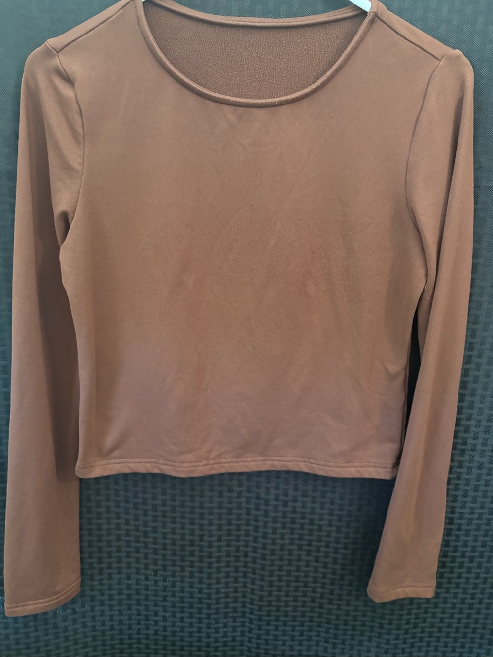 Everyday Long-Sleeve Crew Neck Top - Brown